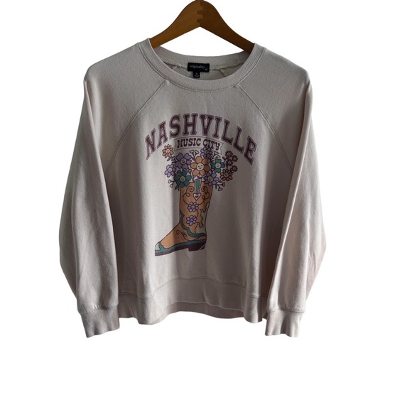 Originality Tops - 👢Originality | Nashville Floral WesternCowboy Boot Sweatshirt - Cream Small